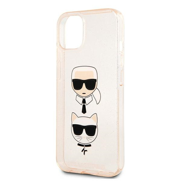 Case KARL LAGERFELD Apple iPhone 13 Mini Glitter Karl`s & Choupette Gold Hardcase